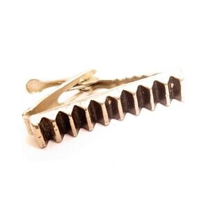 Vtg Black Enamel ZigZig Design Tie‎ Clip